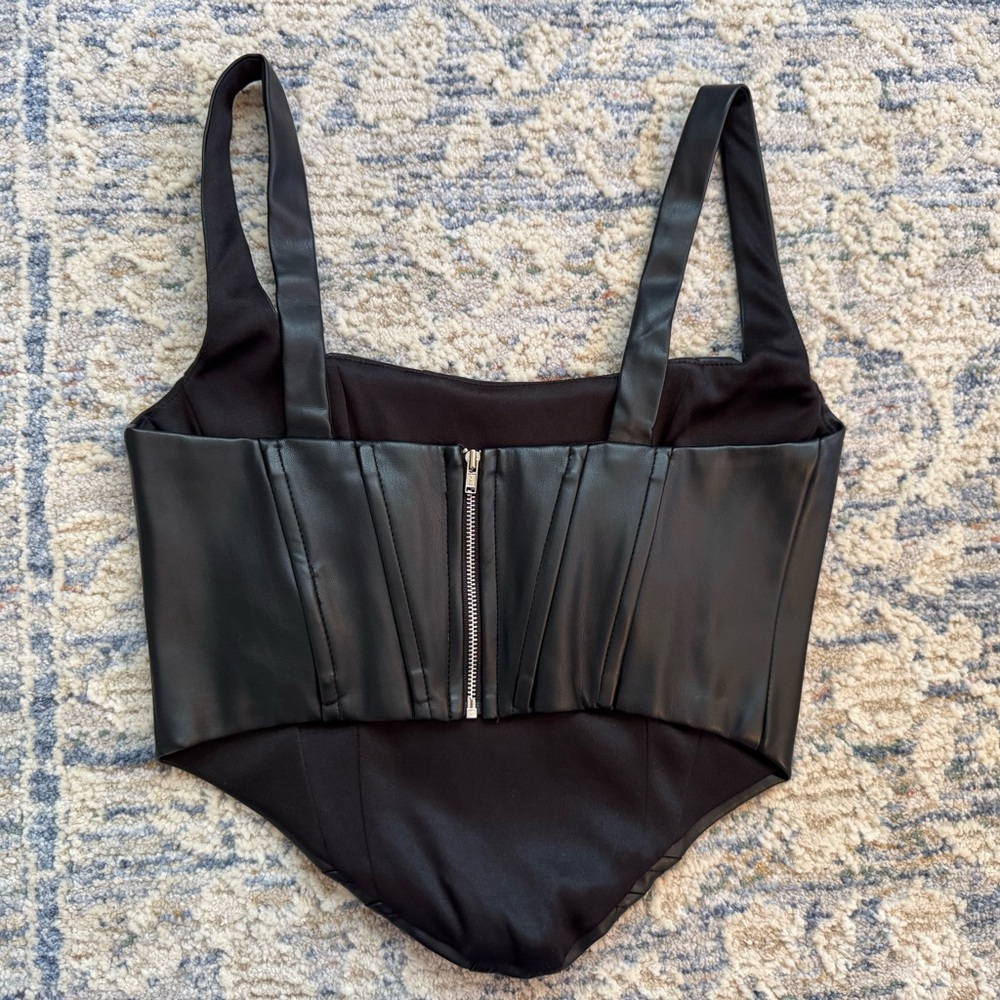 Revolve x Remi Faux Leather Bustier Top Black XS NWOT - Picture 2 of 3